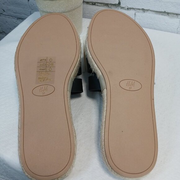 H & M WOMENS ESPADRILLE SANDALS BLACK SIZE 37 (US SIZE 6.5) - Picture 8 of 9